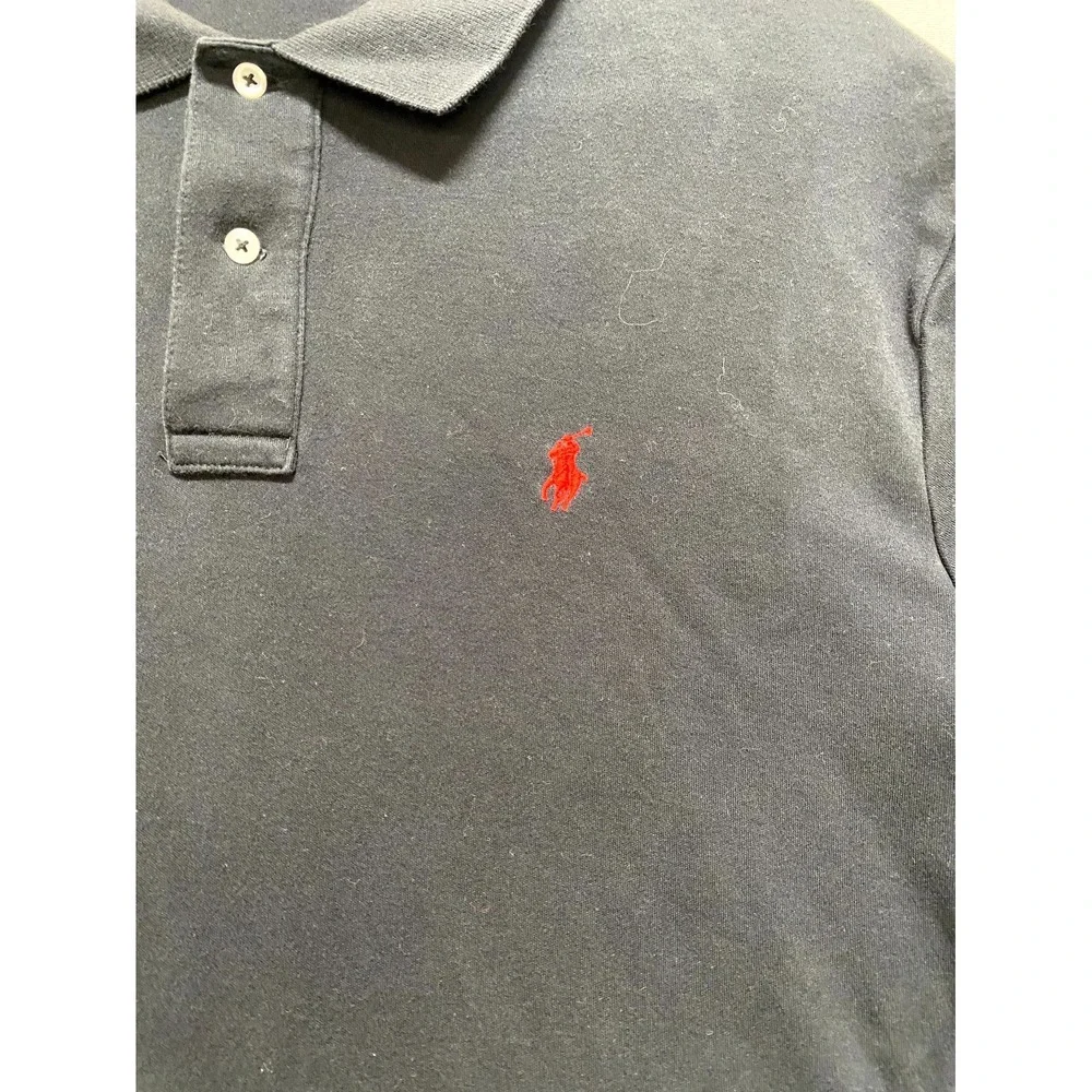 Polo Ralph Lauren Polo Shirt Men Large Black Cotton Golf Tennis Tail Resort Wear